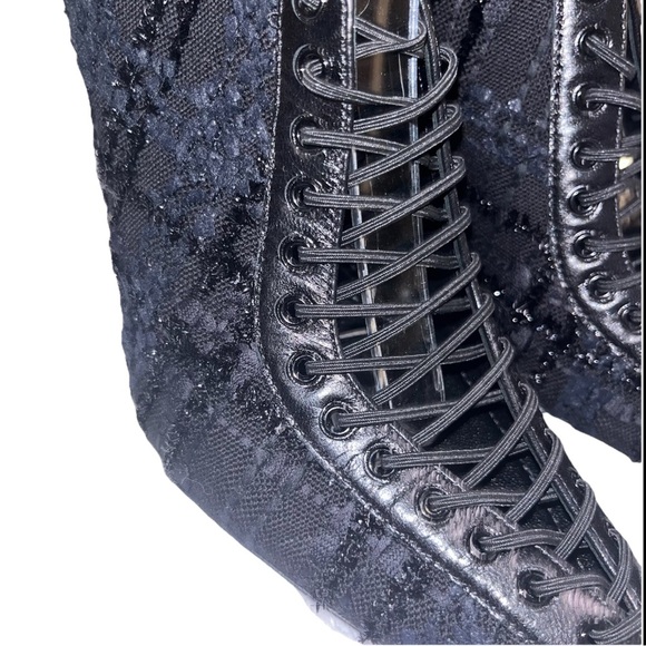 GIVENCHY pumps heels mule black lace size EU 37.5 lace-up pointed toe witchy new - Picture 10 of 15